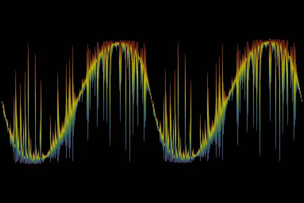 Wave annual report on black background. 3D Rainbow Pulse music player logo. Dynamic fluid design symbol. Jpeg equalizer element.