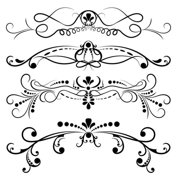 Set Aus Schwarz Verzierten Seitendekor Elementen Banner Rahmen Trennwände Ornamente — Stockfoto