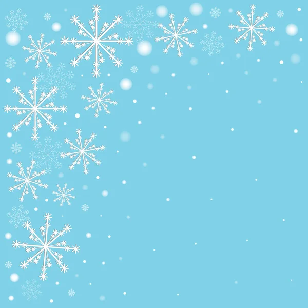 Festeggiamenti Invernali Sfondo Blu Con Fiocchi Neve Bianchi Macchie Sfocate — Foto Stock