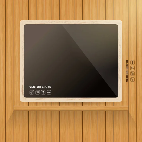 Vector Wooden Background with Vintage Foto Frame. 기만적 인 설계의 틀. — 스톡 벡터