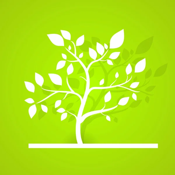 Eco groene kleur design achtergrond met witte boom silhouet. Ecologie jpeg Illustratie — Stockfoto