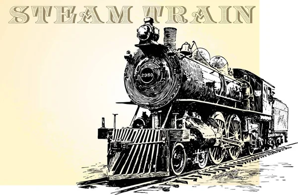 Tren Viejo Vector Locomotora — Vector de stock