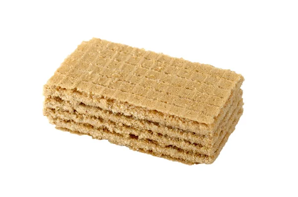 Beyaz arkaplanda izole edilmiş waffle kurabiyelerinin yakın plan fotoğrafı