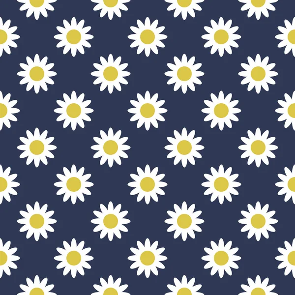 Koyu mavi zemin üzerine Chamomiles. Duvar kağıdı, kağıt, kumaş sarma için basit seamless modeli.