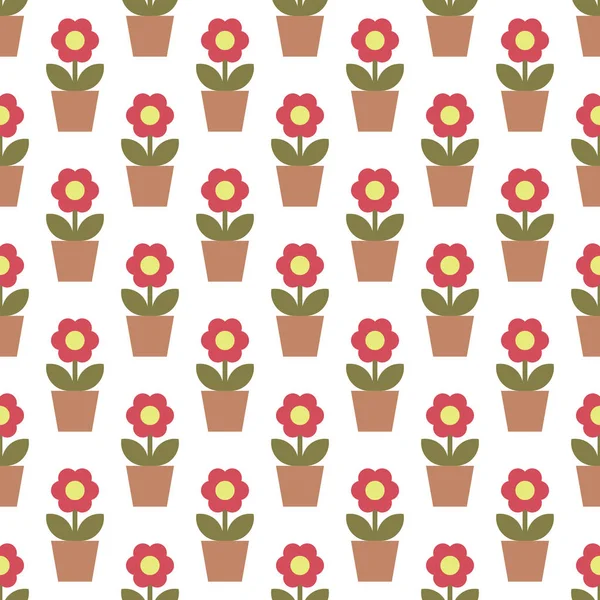 Tencere çiçeklenir. Düz stil basit seamless modeli.