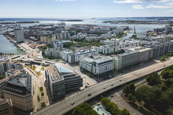 Vista Aérea Los Distritos Jatkasaari Ruoholahti Helsinki Finlandia — Foto de Stock