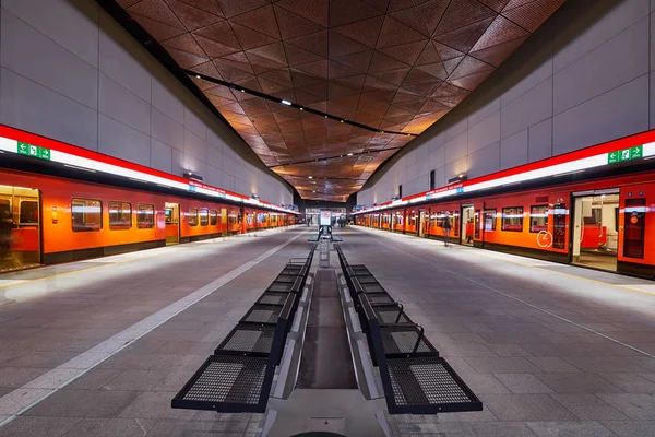 Helsinki, Finland - December 19 2017: Helsinki metro, Aalto-yliopisto station — 스톡 사진