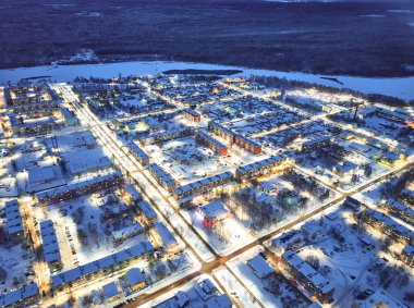 Akşam, kış cityscape şehirde