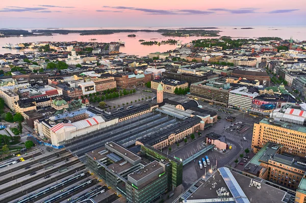 Helsinki Finland Mei 2020 Luchtfoto Van Het Treinstation Van Helsinki — Stockfoto