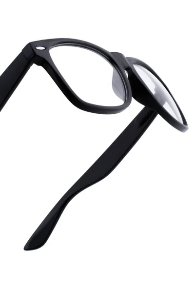 Czarne Okulary Przezroczystymi Soczewkami Białym Tle — Zdjęcie stockowe