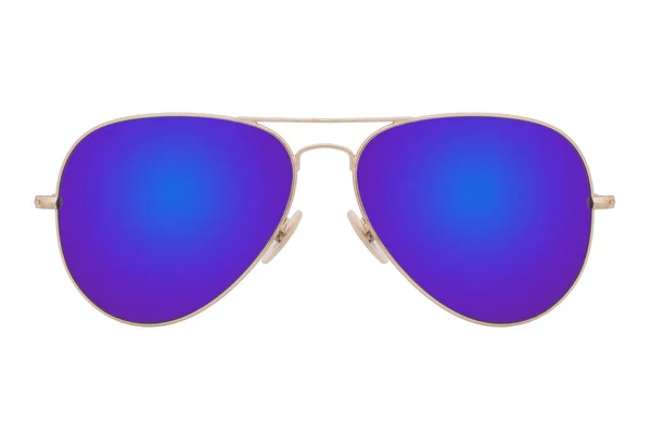 Sunglasses Gold Frame Purple Lens Isolated White Background — Stock Photo, Image
