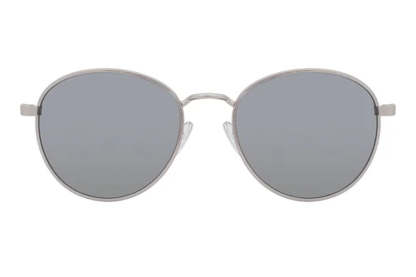 Zonnebrillen Met Een Zilveren Frame Spiegellens Geïsoleerd Witte Achtergrond — Stockfoto