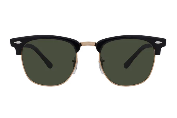 Sunglasses Gold Frame Black Lenses Isolated White Background — Stock Photo, Image