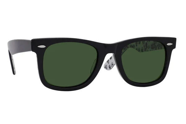 Gafas Sol Con Montura Plástico Negro Lentes Verdes Aisladas Sobre —  Fotos de Stock