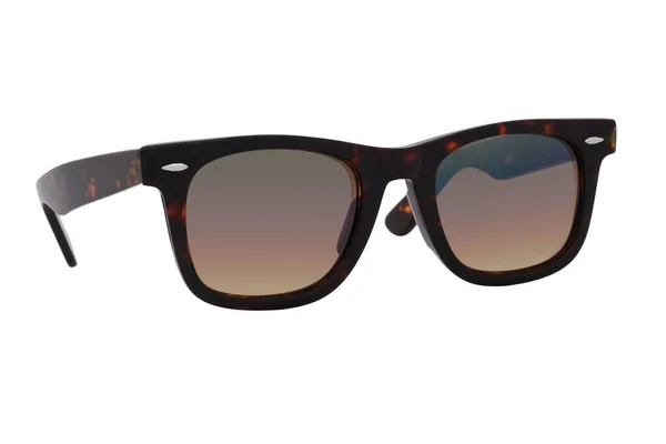 Siyah Kahverengi Plastik Çerçeveli Güneş Gözlükleri Beyaz Arka Planda Izole — Stok fotoğraf
