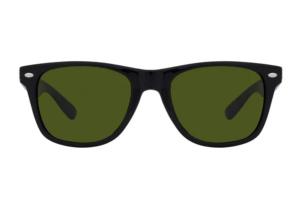 Óculos Sol Com Uma Moldura Plástico Preto Lentes Verdes Isoladas — Fotografia de Stock