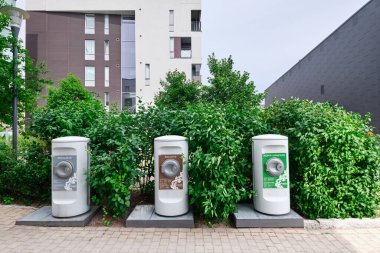 Espoo, Finlandiya - 29 Haziran 2020: Finlandiya 'da otomatikleştirilmiş atık toplama sistemleri EVAC.
