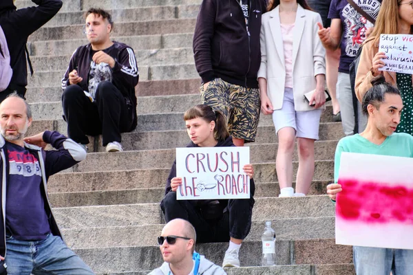 Helsinki Finlandia Agosto 2020 Protesta Pacífica Solidaridad Con Belarús Plaza — Foto de Stock
