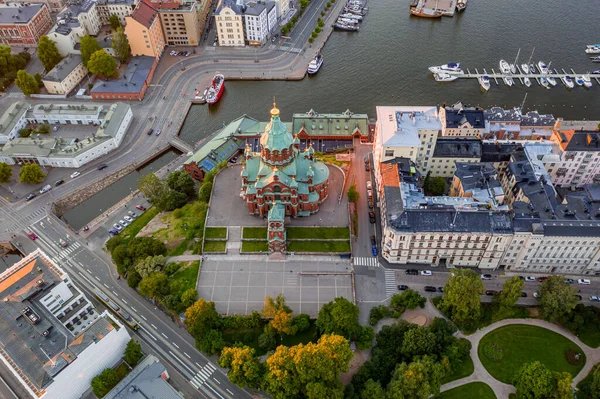 Luchtfoto Van Kathedraal Van Uspenski Sint Nicolaaskerk Helsinki Finland — Stockfoto