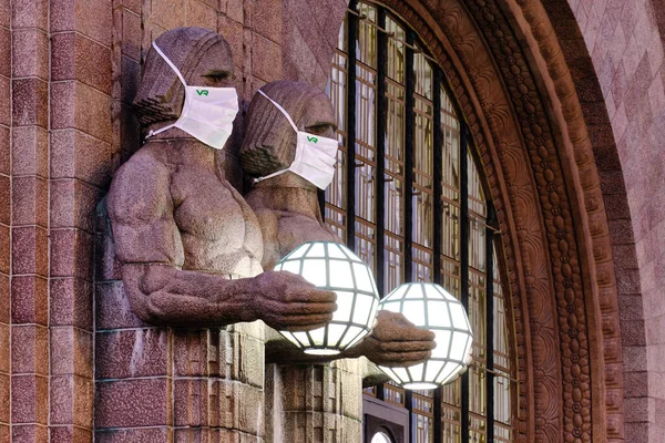 Helsinki Finlândia Agosto 2020 Lantern Carriers Estação Ferroviária Central Helsinque — Fotografia de Stock