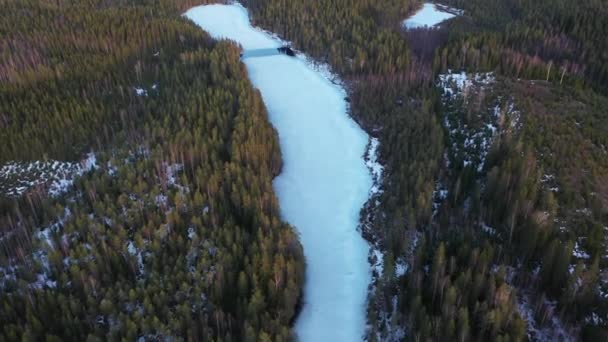 Luftaufnahme Des Eisbedeckten Kalliosees Finnland Nordkarelische Natur — Stockvideo