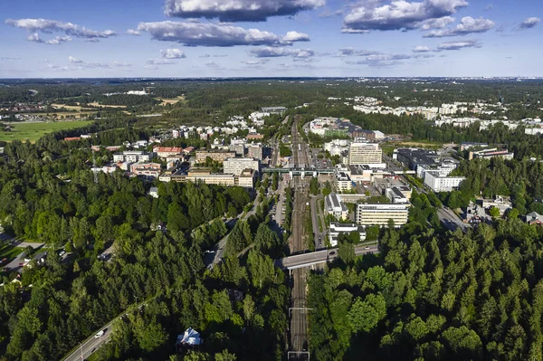 Aerial View Espoo Center District Sunny Summer Day Finland — Stock Photo, Image