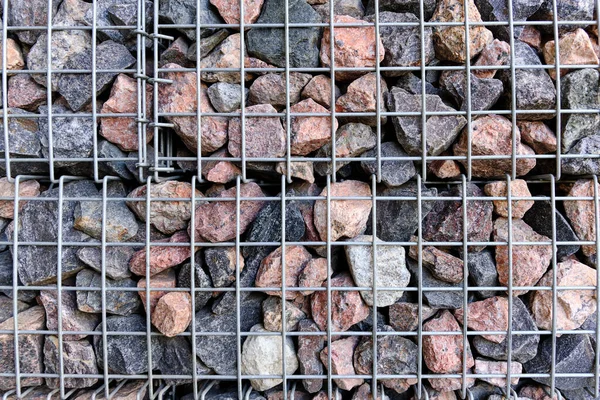 Wall Large Granite Stones Grid Texture Stone Wall Covered Metal — Stock Photo, Image