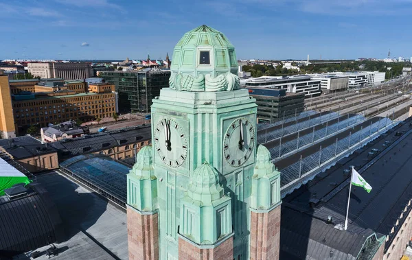 Helsinki Finland September 2020 Luchtfoto Van Klokkentoren Van Het Centraal — Stockfoto