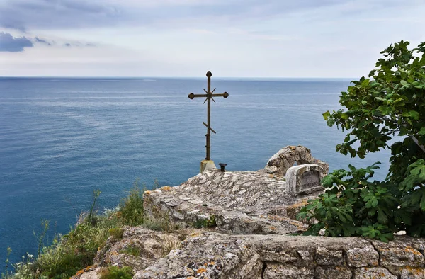 Bulgarie Cap Kaliakra Croix Orthodoxe Sur Chapelle Saint Nicolas Merveilleux — Photo