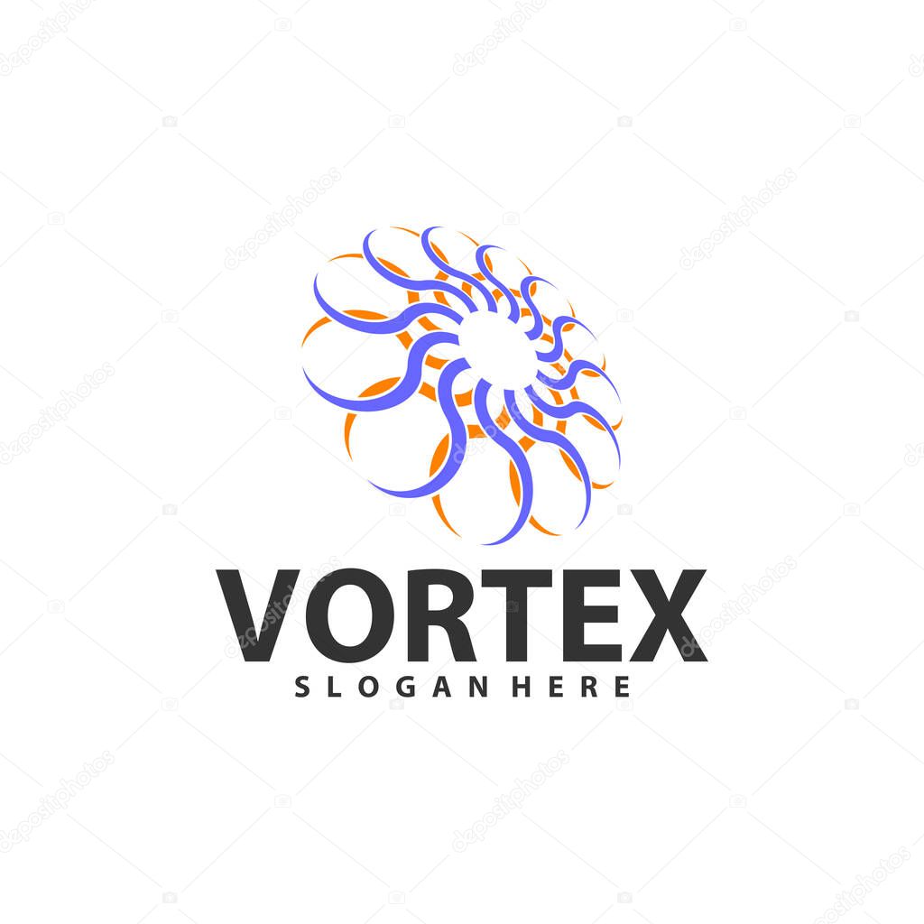 Vortex logo design template. Black hole galaxy vector illustration