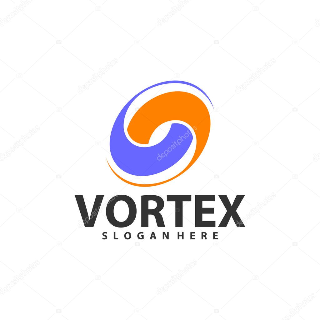 Vortex logo design template. Black hole galaxy vector illustration