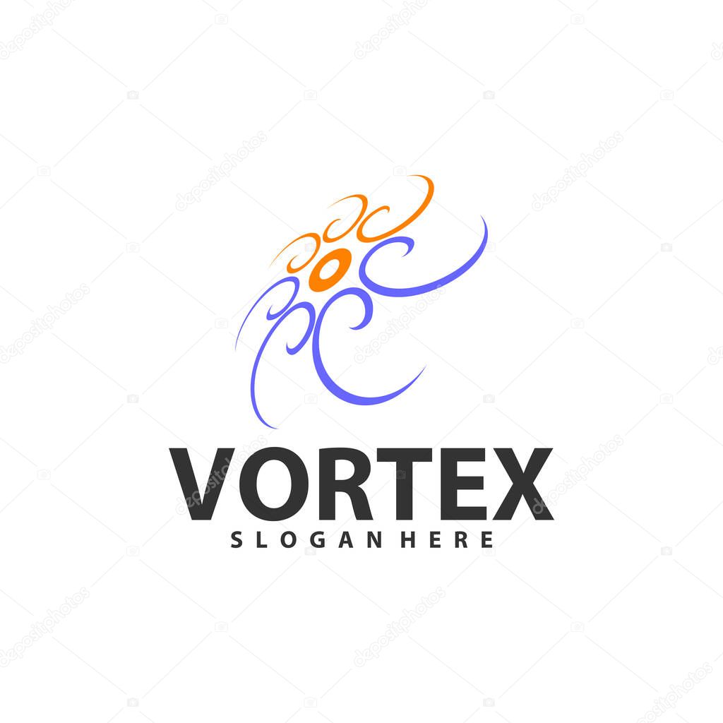Vortex logo design template. Black hole galaxy vector illustration