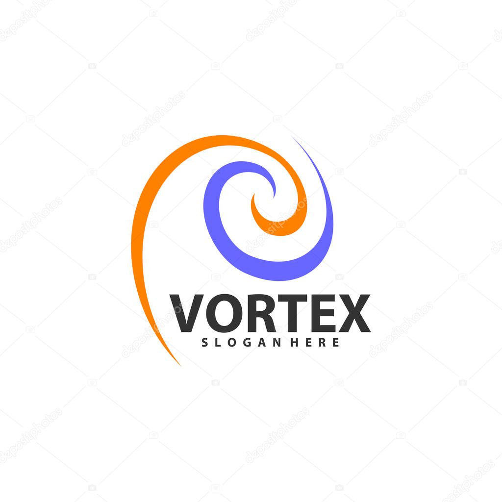 Vortex logo design template. Black hole galaxy vector illustration