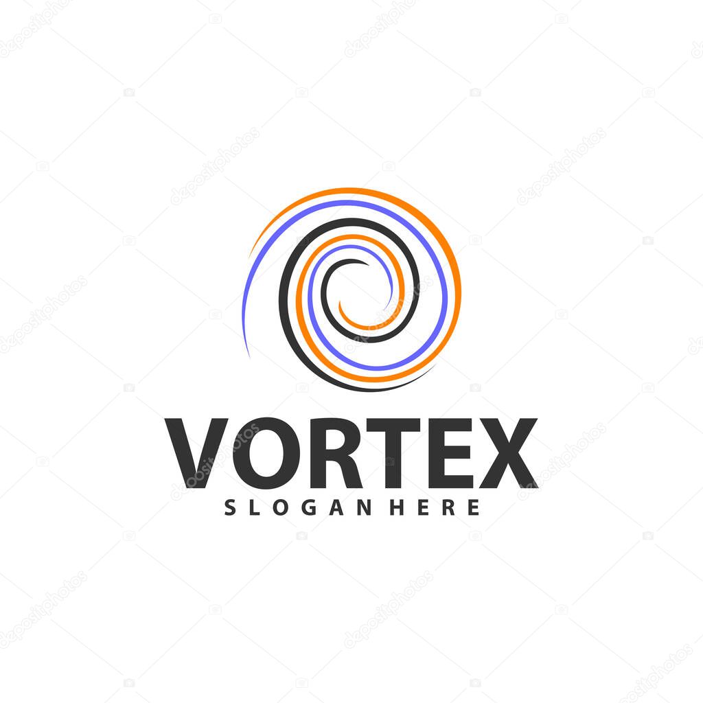 Vortex logo design template. Black hole galaxy vector illustration