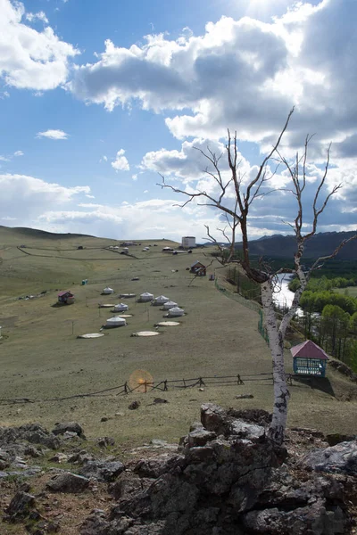 Ger Acampamento Natureza Paisagem Mongólia — Fotografia de Stock