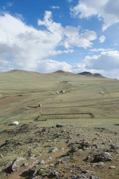 Ger Acampamento Natureza Paisagem Mongólia — Fotografia de Stock