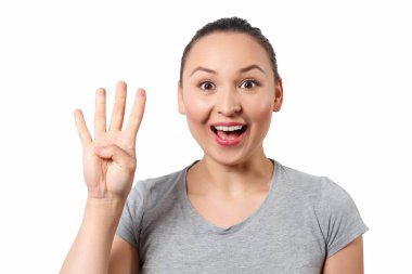 Güzellik dört parmak kadar tutarak, portre