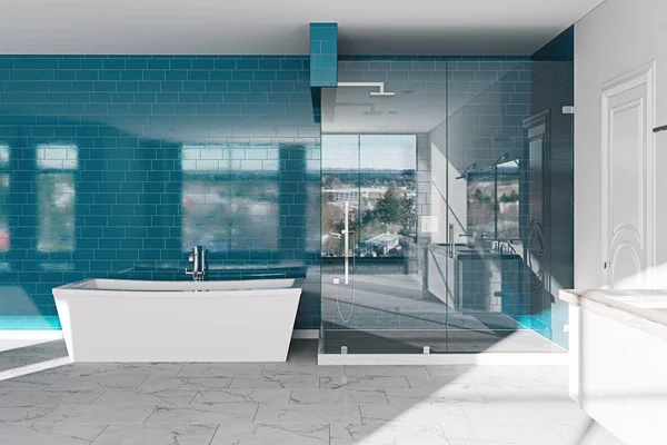 ホテルのバスルームのコンセプト 近代建築インテリア デザイン のレンダリング — ストック写真
