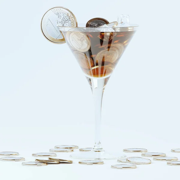 Geld-Cocktail-Konzept Art 3d render — Stockfoto