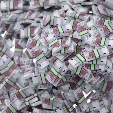 Avro parası yığını. Kavramsal çizim. Beyaz arka planda izole edilmiş. Kapat..