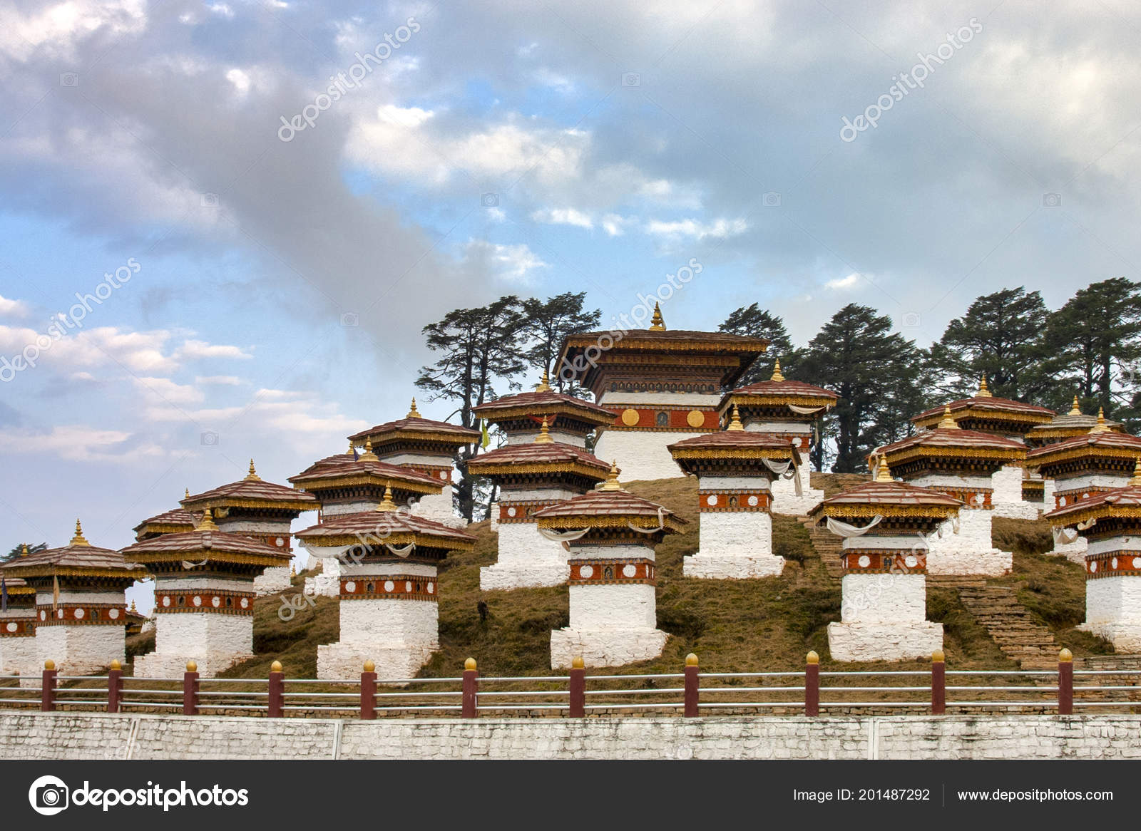 Druk Wangyal Chortens Dochula Pass Bhutan Stock Photo