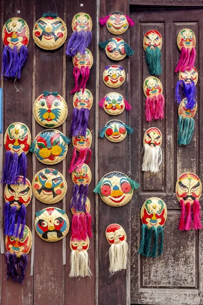 Máscaras Culturales Vietnamitas Bambú Exhibición — Foto de Stock