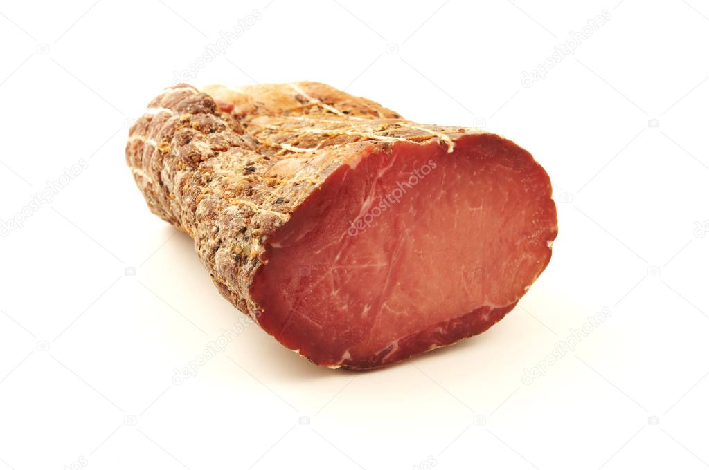 South Tyrolean Smoked Ham smoked ham on a white background