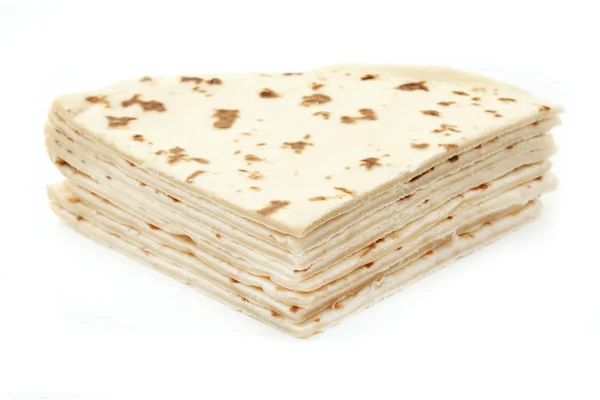 Pita Chléb Bílém Pozadí — Stock fotografie