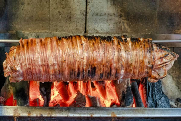 Primer Plano Kokoretsi Plato Parrilla Los Balcanes Asia Menor Que — Foto de Stock