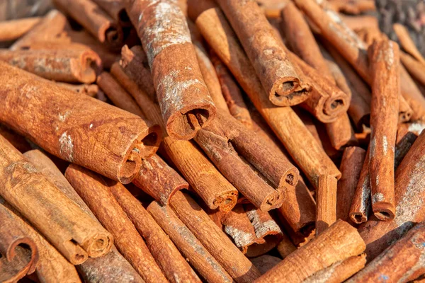 Raw Cinnamon Cinnamomum Cassi Sticks Display — Stock Photo, Image