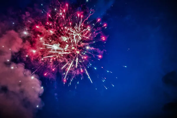 Beautiful holidays fireworks in night sky, creative design Stock Picture