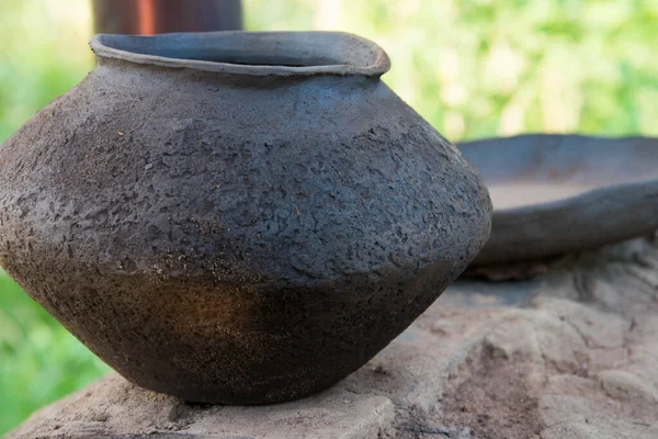 Pottery Shop Sun Rays Fall Pottery Clay Pot Jug Natural — Stock Photo, Image