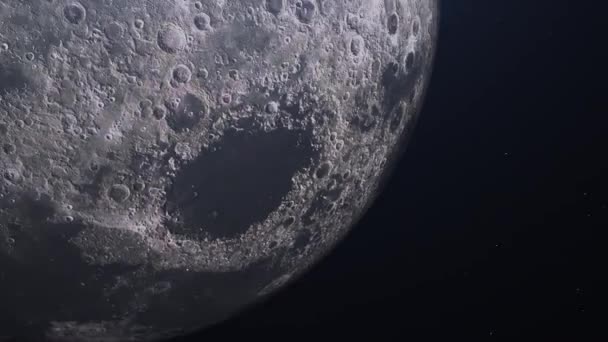 Luna en el espacio volando — Vídeo de stock