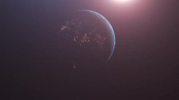 Napkelte a föld felett. Csodálatos kilátás a Föld bolygó a világűrből. Hd. — Stock videók